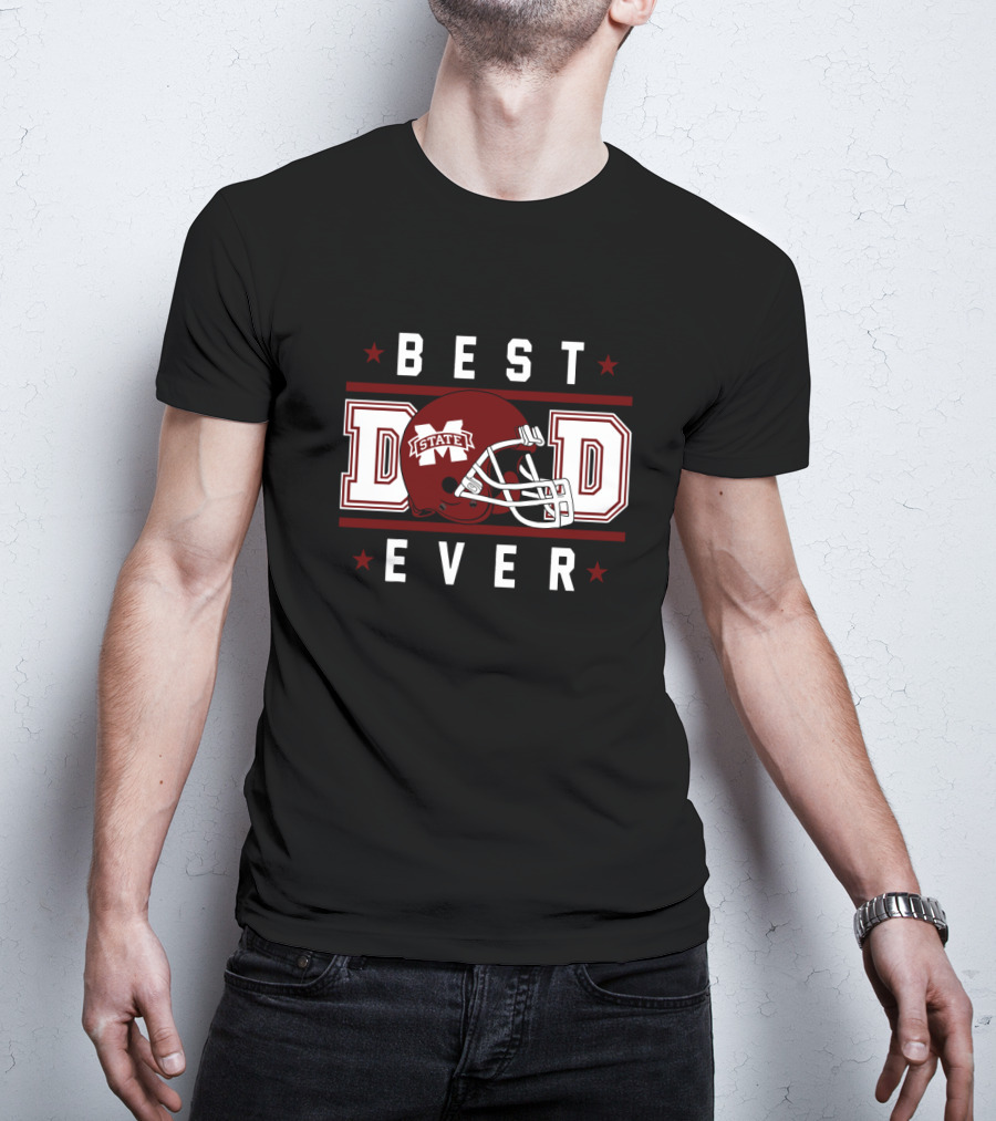 Best Dad Ever Mississippi State Bulldogs Helmet T-Shirt