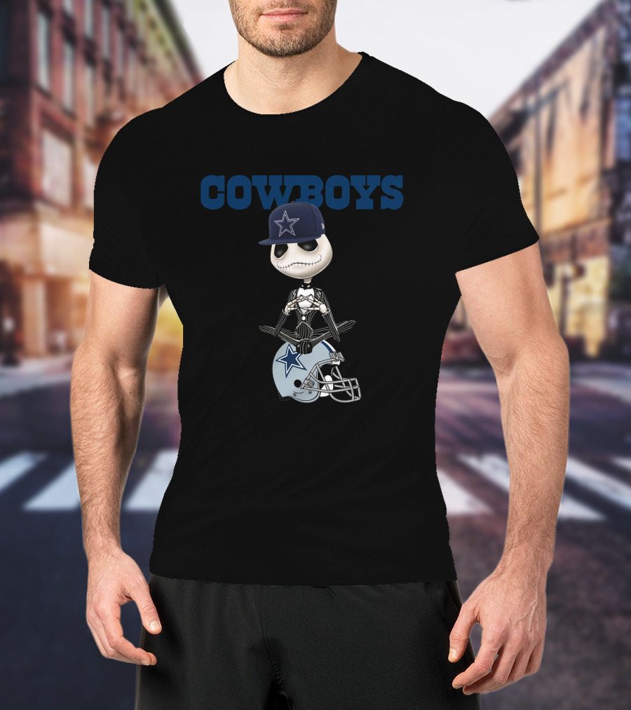COWBOYS Jack Skellington Dallas Cowboys Helmet Hat T-Shirt
