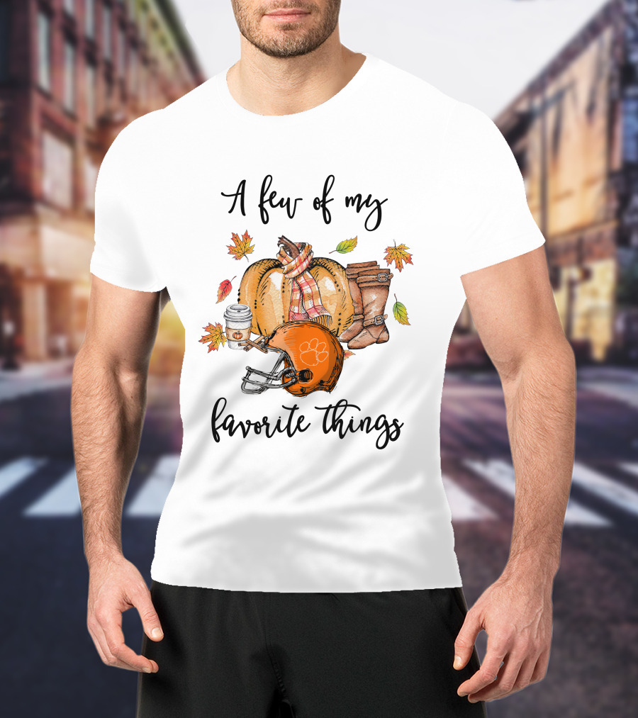A Few Of My Favorite Things Clemson Tigers Helmet And Autumn Leaves T-Shirt