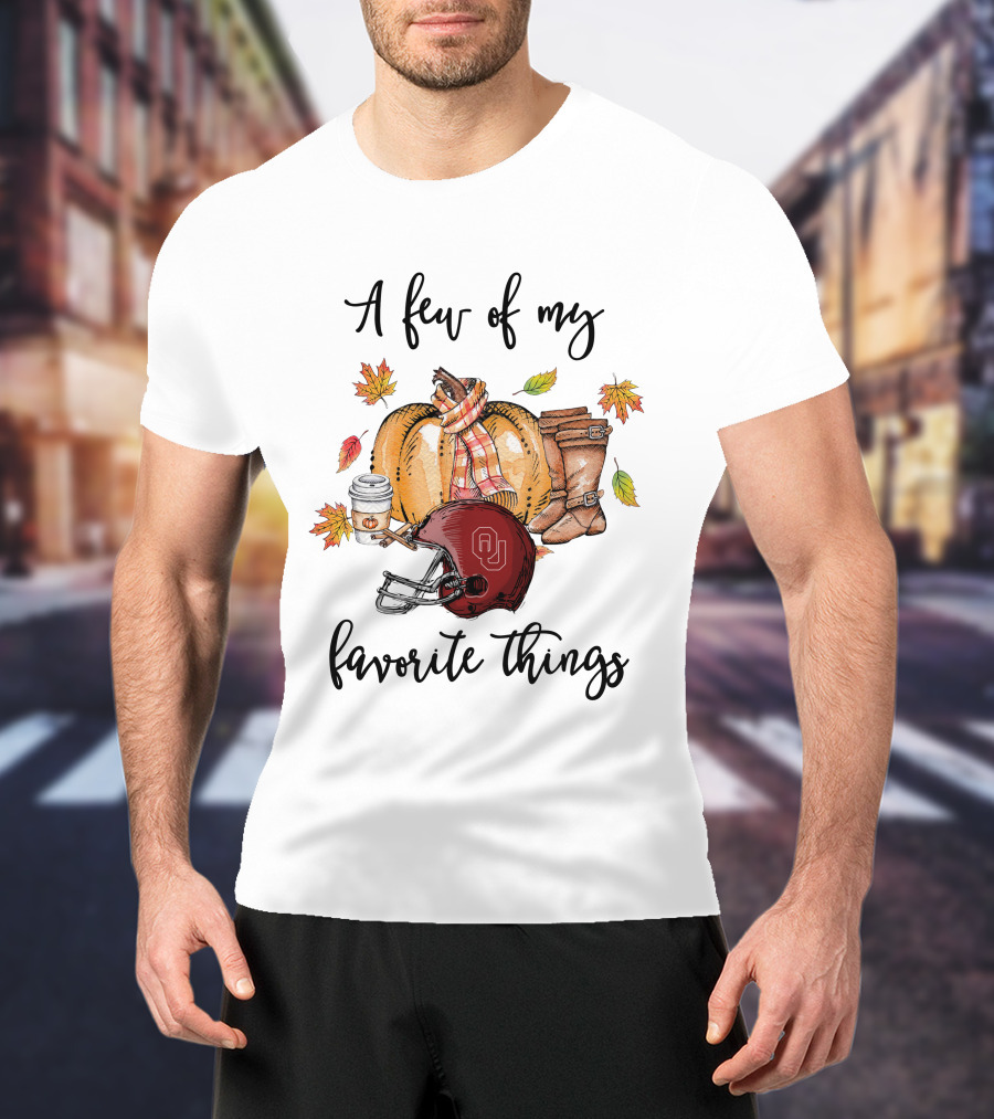 A Few Of My Favorite Things Oklahoma Sooners Football Autumn Leaves Boots Coffee T-Shirt