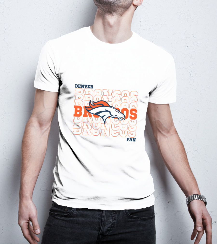 Denver Broncos Fan Bold Logo Overlapping Text T-Shirt