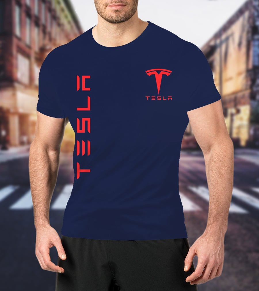 Tesla Logo And Stylized Lettering T-Shirt