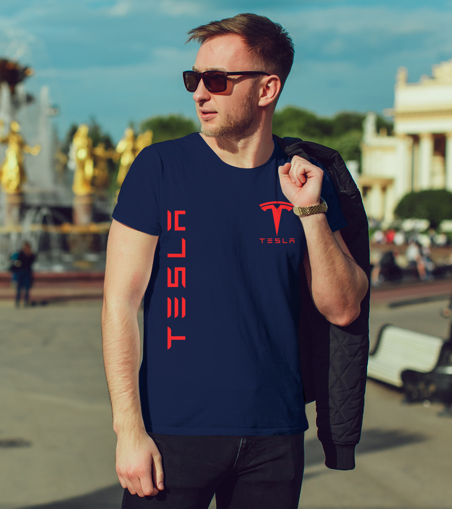 Tesla Logo And Stylized Lettering T-Shirt