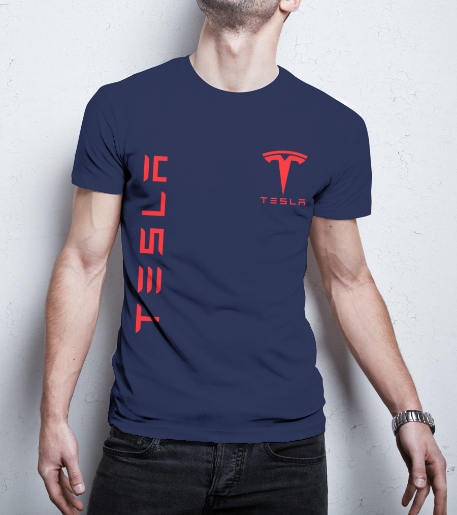 Tesla Logo And Stylized Lettering T-Shirt
