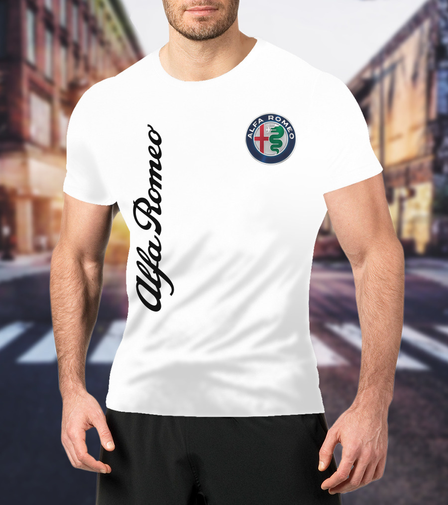 Alfa Romeo Vertical Script With Emblem T-Shirt
