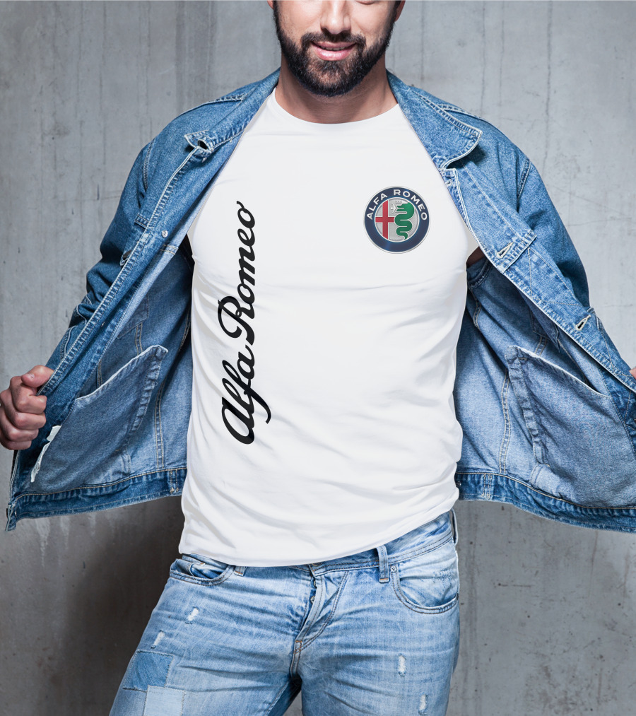 Alfa Romeo Vertical Script With Emblem T-Shirt