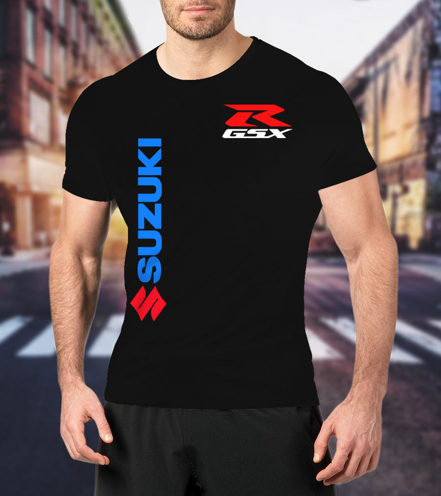 SUZUKI GSX-R Vertical Blue Red Logo Branding T-Shirt
