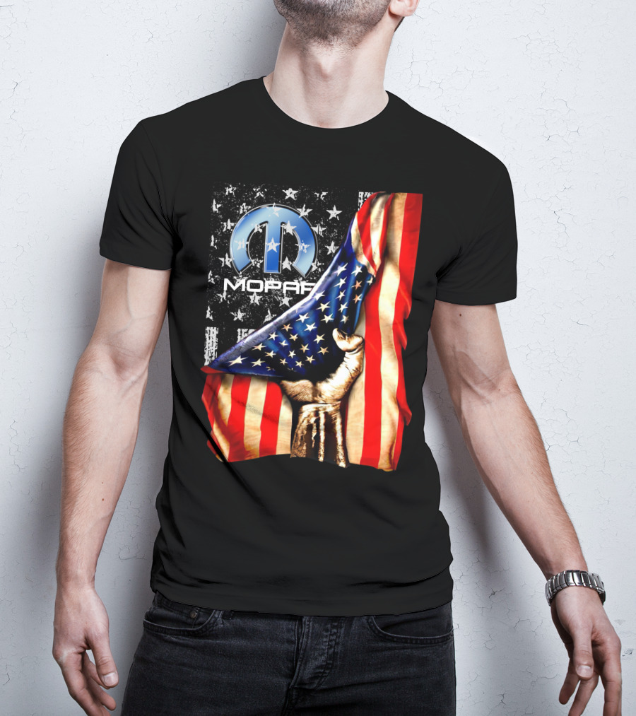 MOPAR American Flag Grunge Style With Fist And Stars T-Shirt