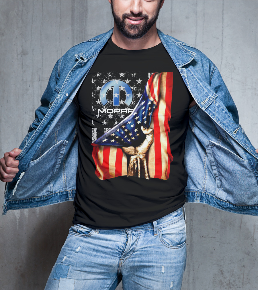 MOPAR American Flag Grunge Style With Fist And Stars T-Shirt