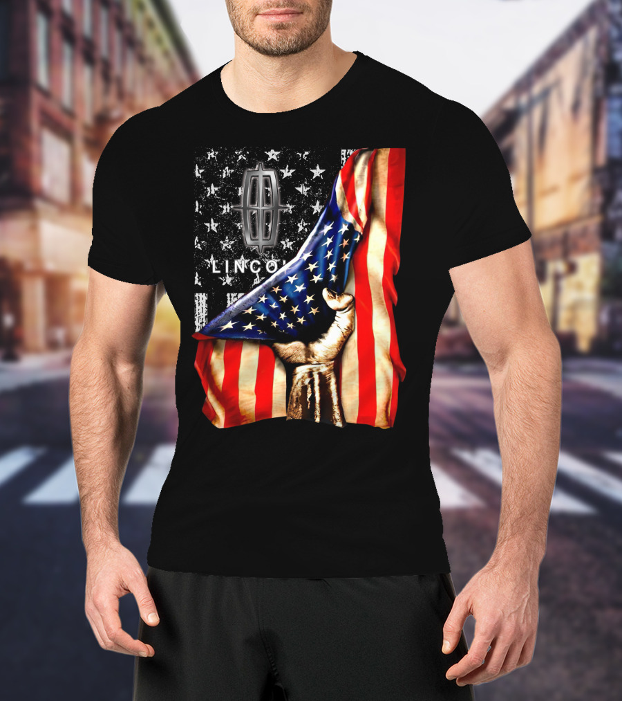 Lincoln Flag Stars And Stripes With Hand T-Shirt