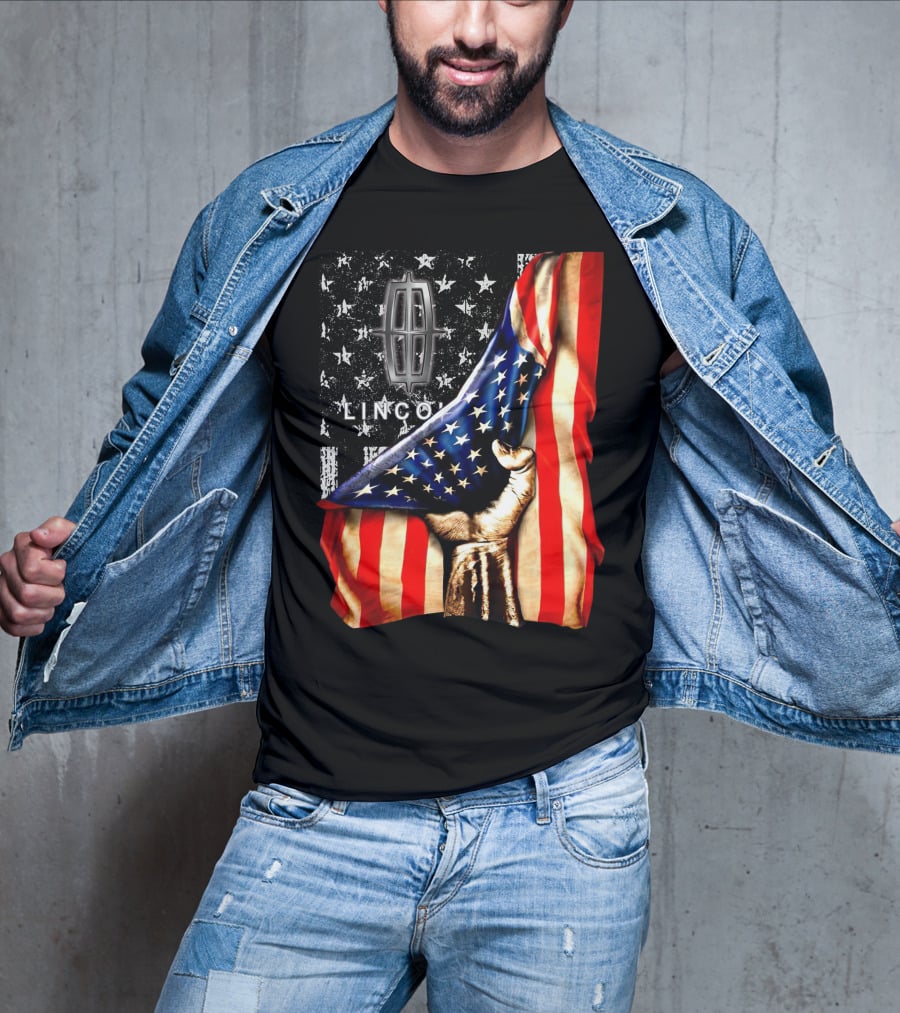 Lincoln Flag Stars And Stripes With Hand T-Shirt