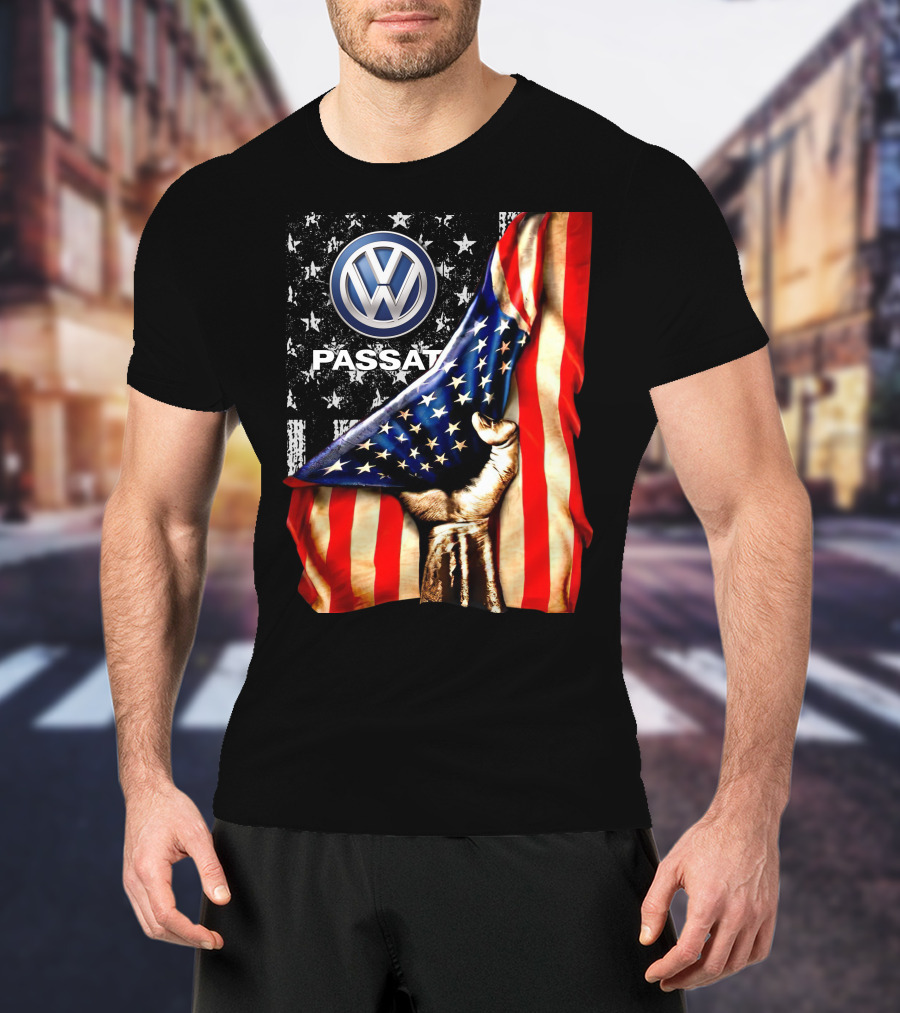 Volkswagen Passat American Flag Stars And Stripes Fist T-Shirt