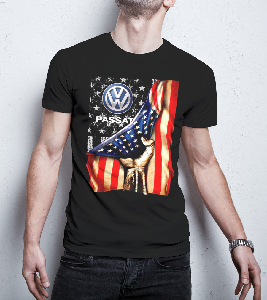 Volkswagen Passat American Flag Stars And Stripes Fist T-Shirt