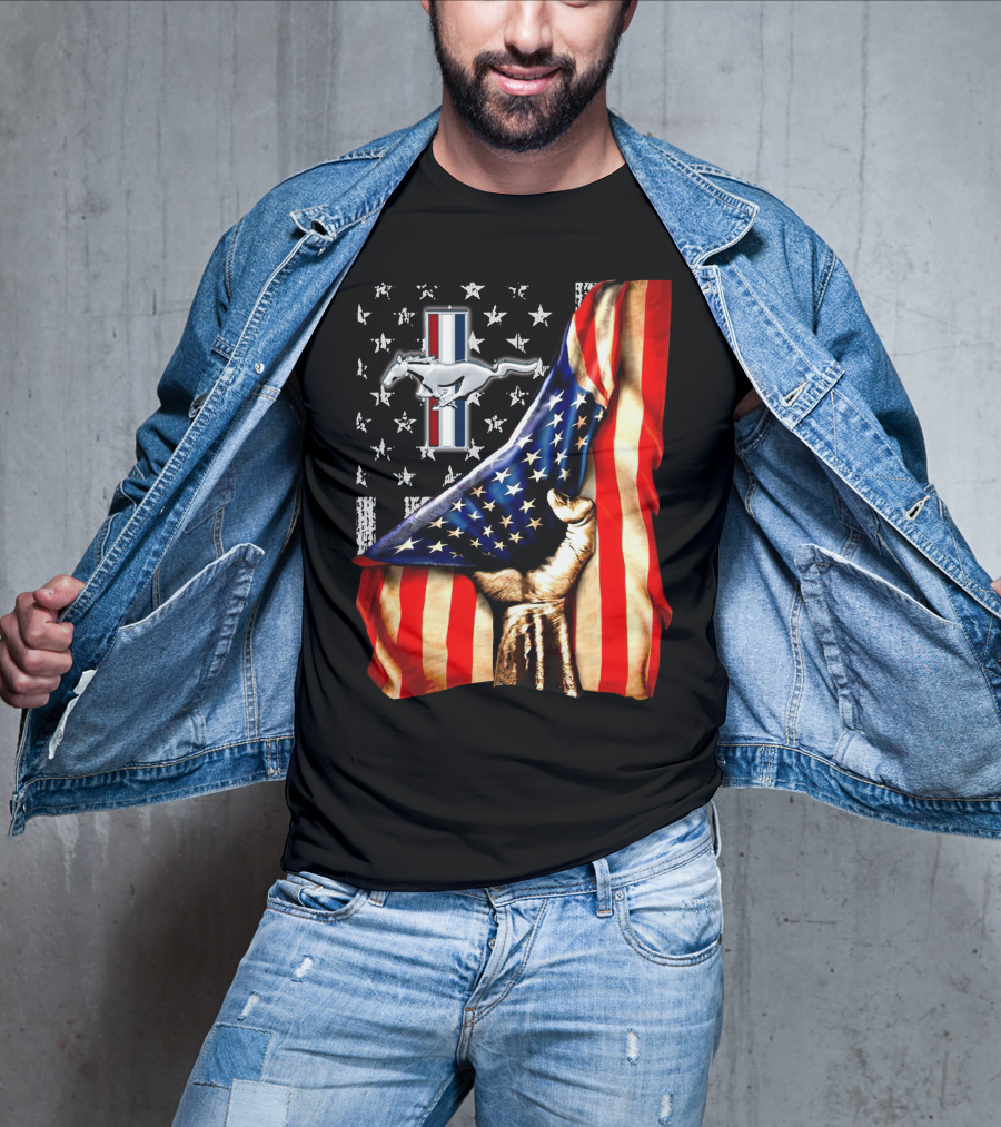 MUSTANG AMERICAN FLAG PATRIOTIC T-Shirt
