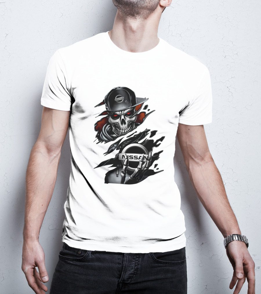 Nissan Navara Skeleton Graphic With Logo And Cap T-Shirt