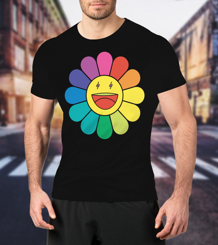 J Balvin Colores Rainbow Flower Smiley Face T-Shirt