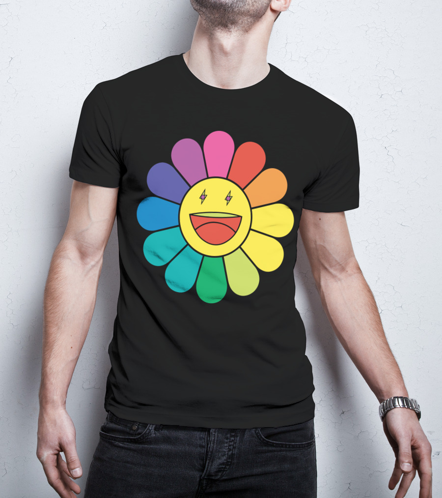 J Balvin Colores Rainbow Flower Smiley Face T-Shirt