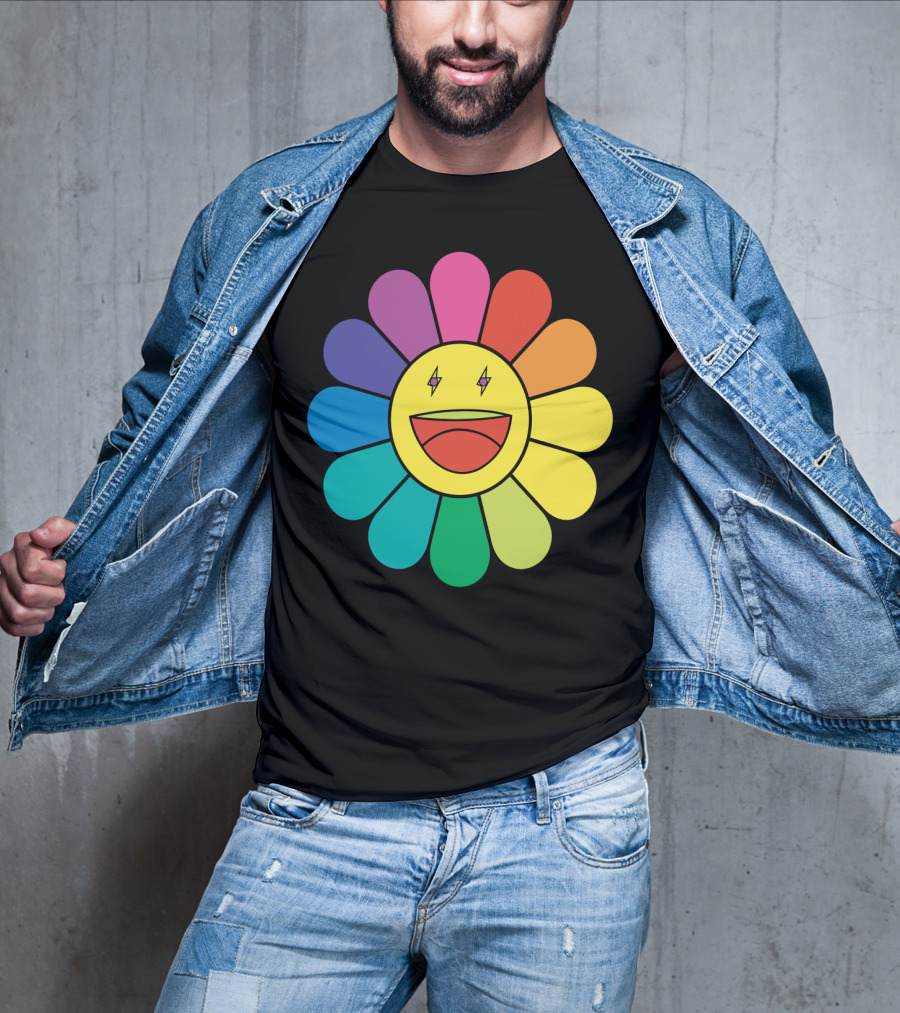 J Balvin Colores Rainbow Flower Smiley Face T-Shirt