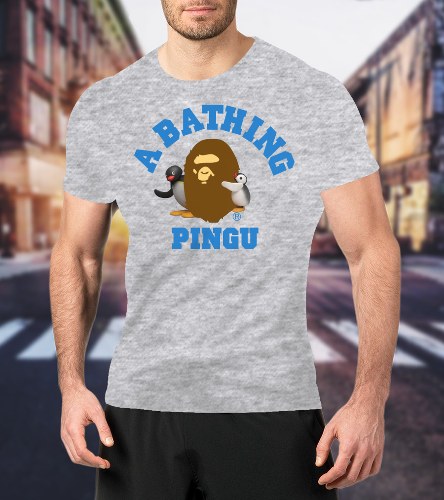 A Bathing Ape Pingu Collaboration Featuring Iconic Characters T-Shirt