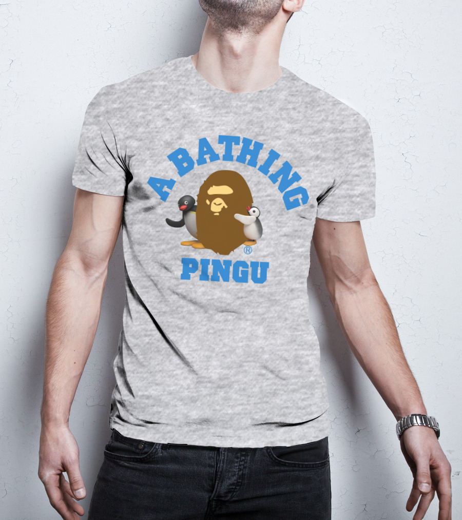 A Bathing Ape Pingu Collaboration Featuring Iconic Characters T-Shirt