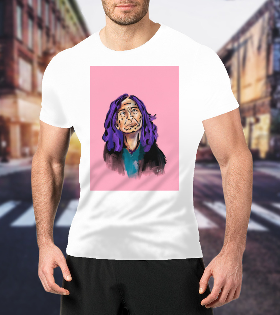 Emergency Fundraising Purple Haired Person On Pink Background T-Shirt