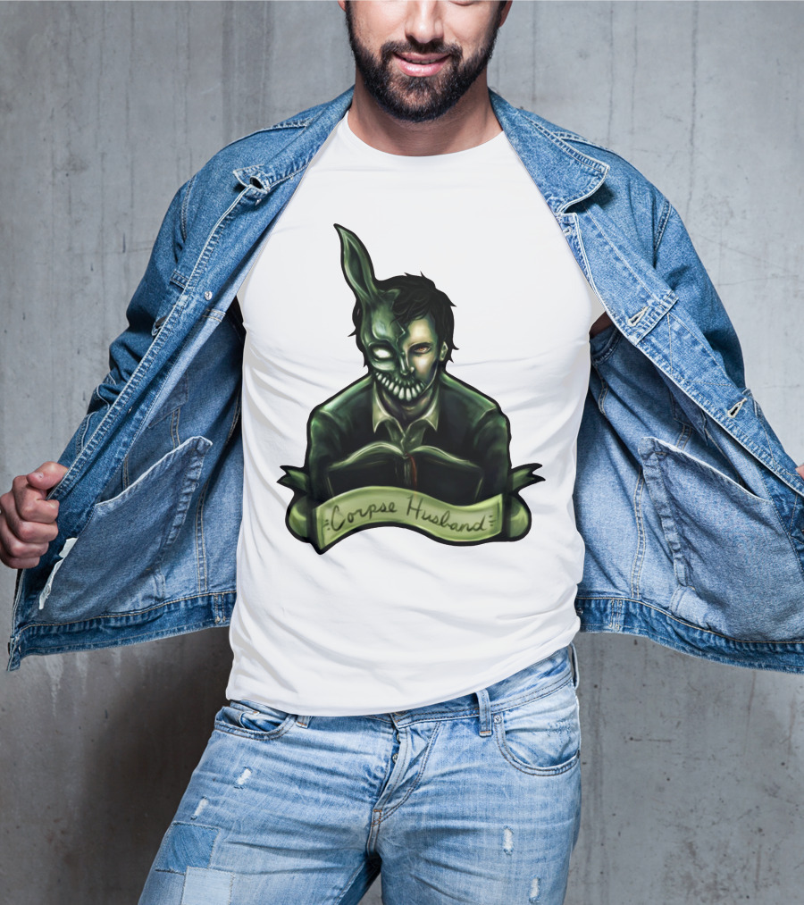 Corpse Husband Half-Mask Grim Monocle Banner T-Shirt
