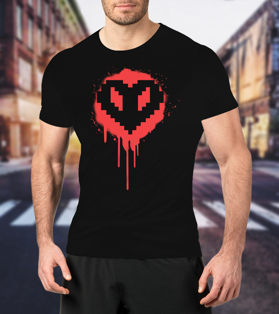 Philza1 Merch Dripping Pixel Heart T-Shirt