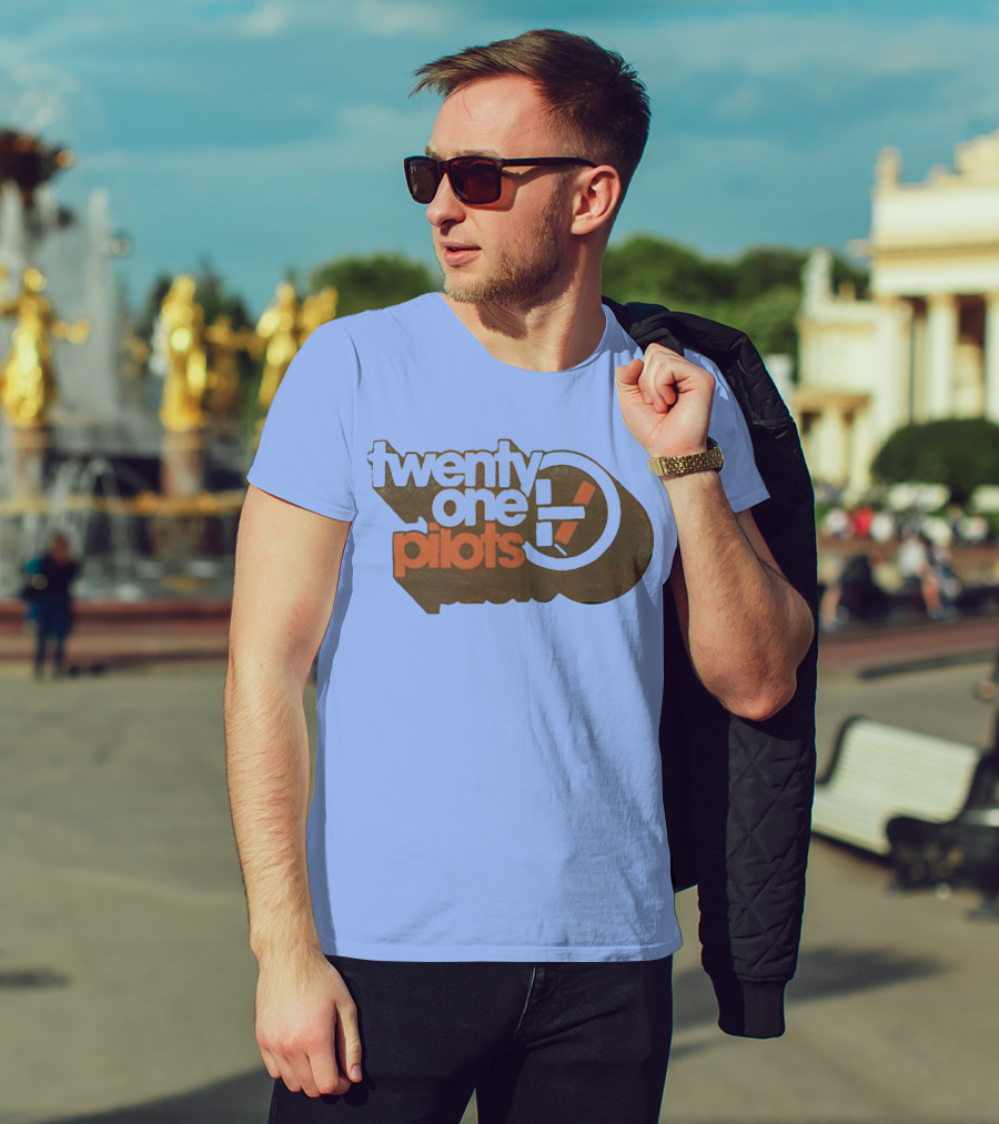 Twenty One Pilots Logo On Light Blue Background T-Shirt