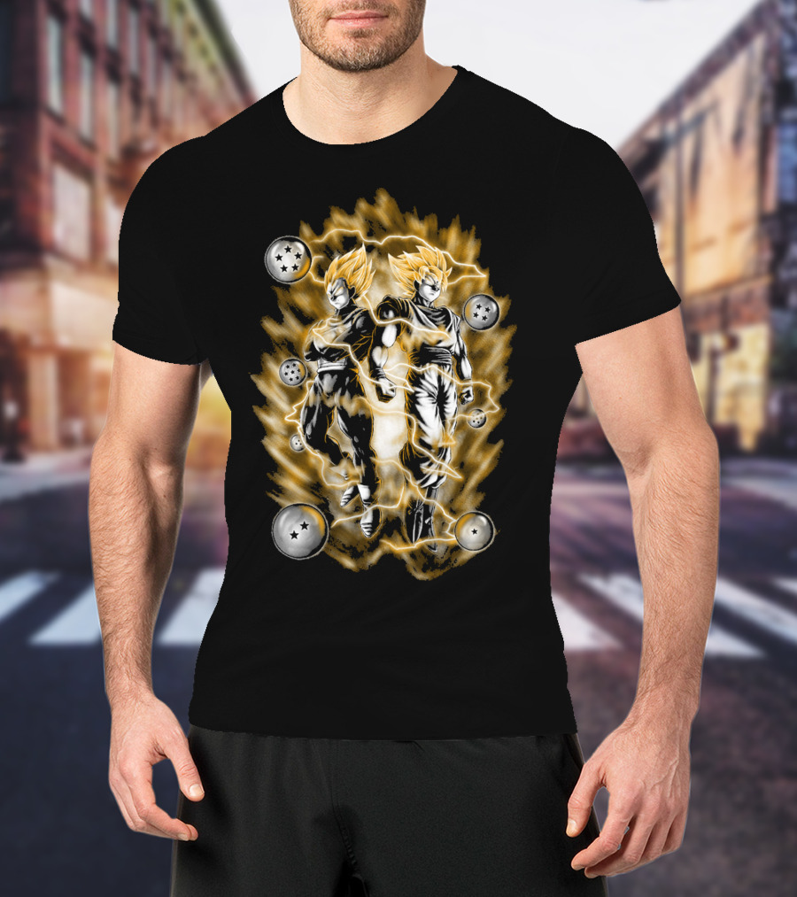 Dragon Ball Z Super Saiyan Goku X Vegeta SSJ2 With Dragon Balls T-Shirt