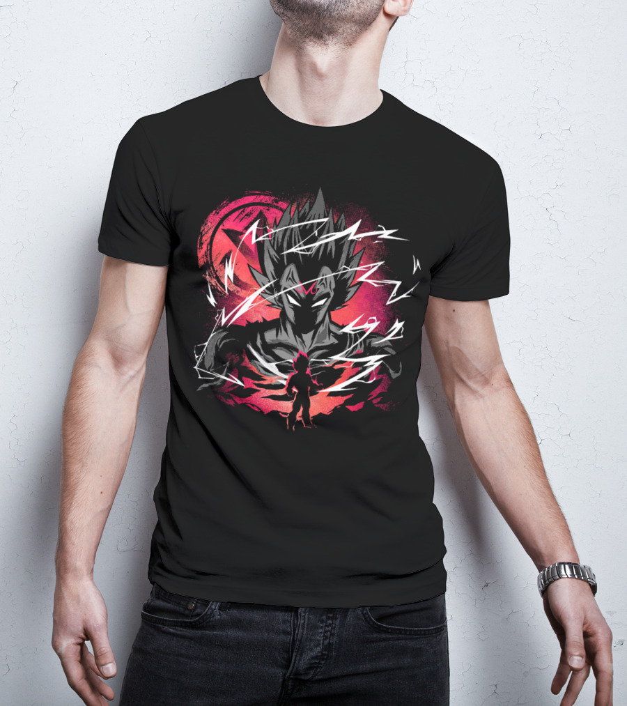 Majin Saiyan Prince Power Surge With Red Aura And Lightning T-Shirt