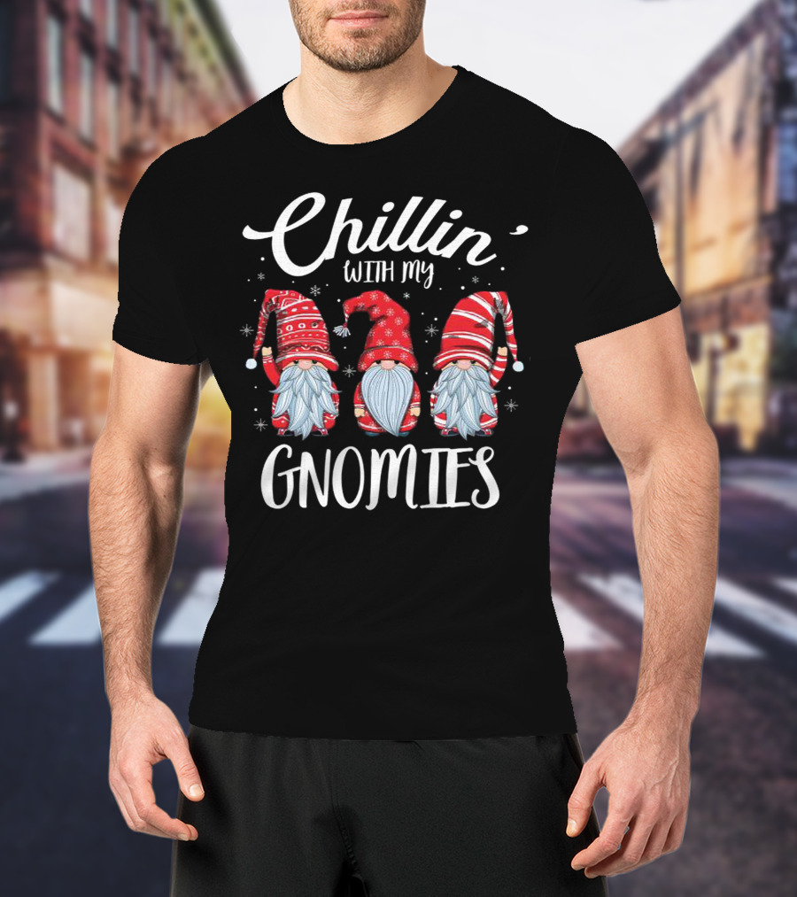 Chillin With My Gnomies With Red Hats And Beards Snowflake T-Shirt