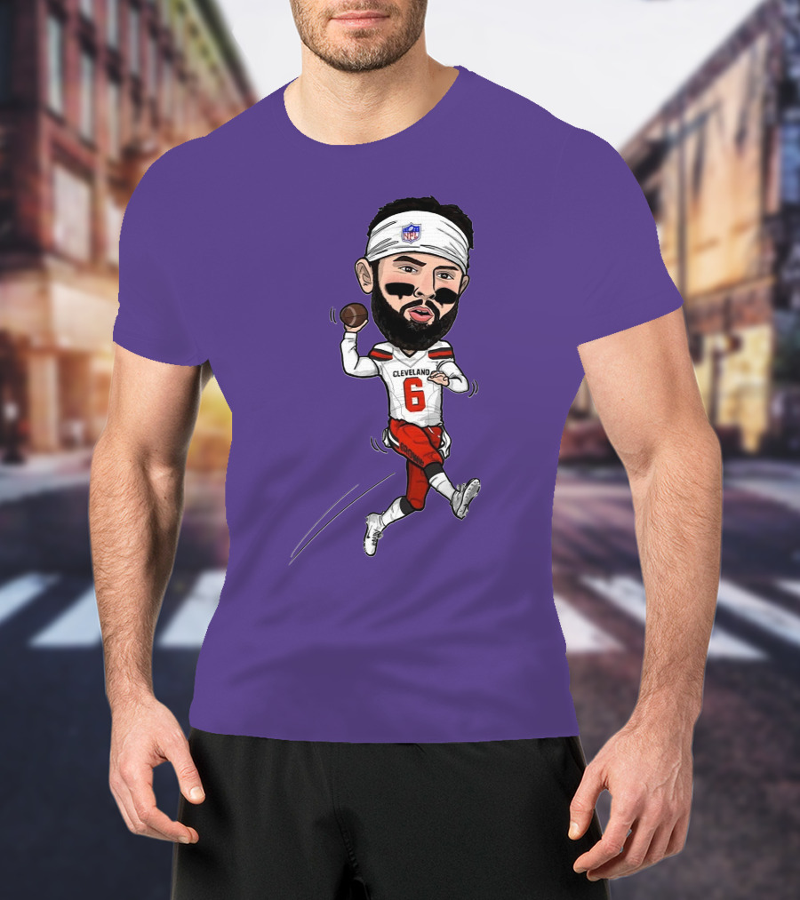 Baker Mayfield Cleveland Browns Football Cartoon Player Number 6 T-Shirt