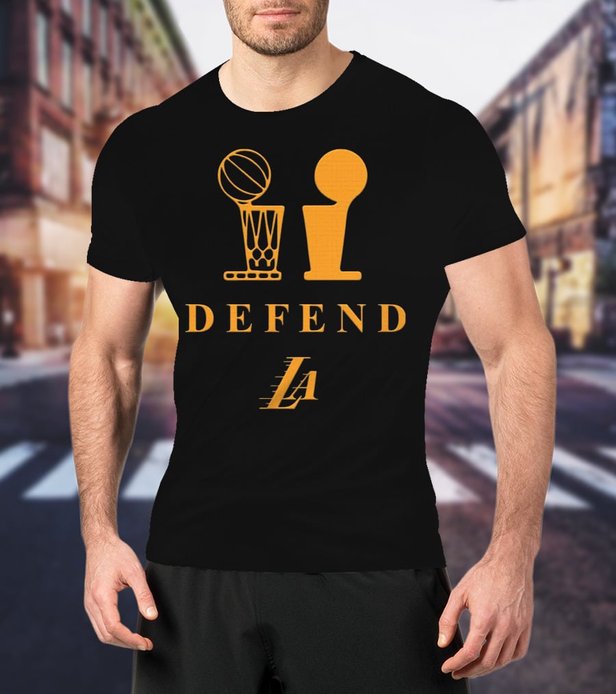 Lebron Lakers LA Defend Trophy Basketball T-Shirt