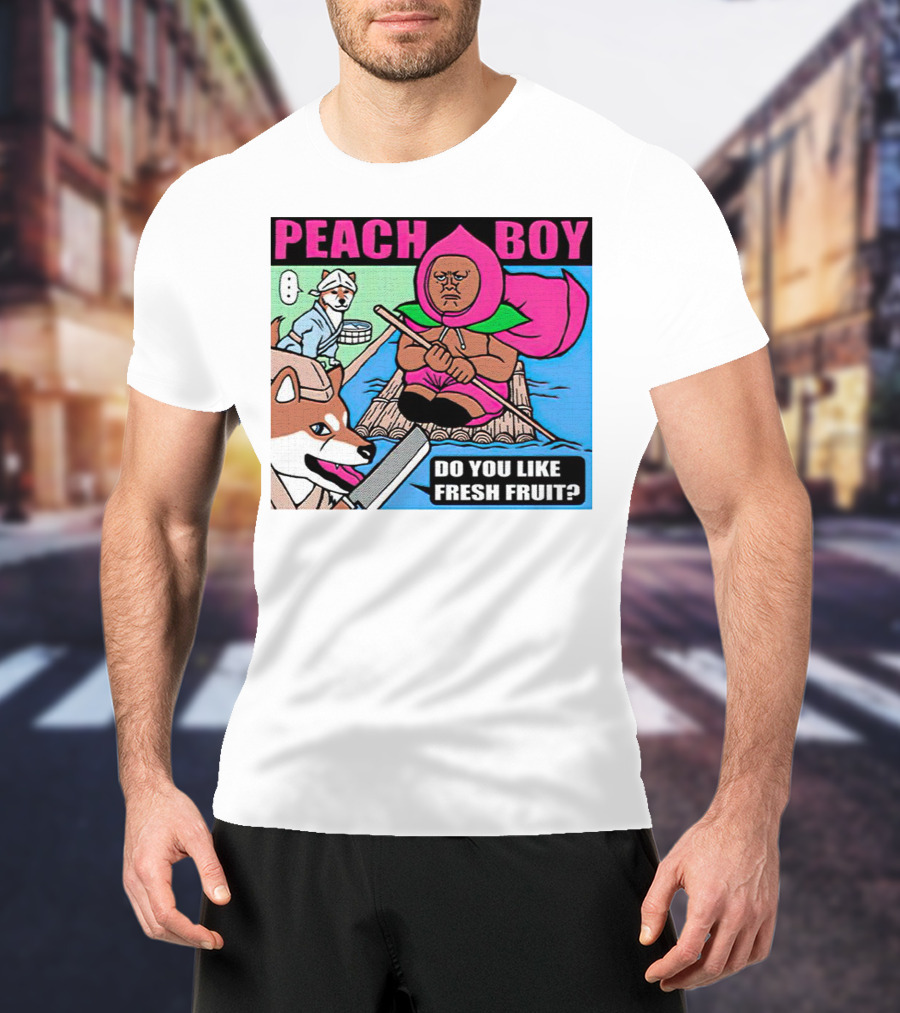 Peach Boy Do You Like Fresh Fruit Toru Owashi Manga-Style Adventure Rafting With Dog And Monkey T-Shirt