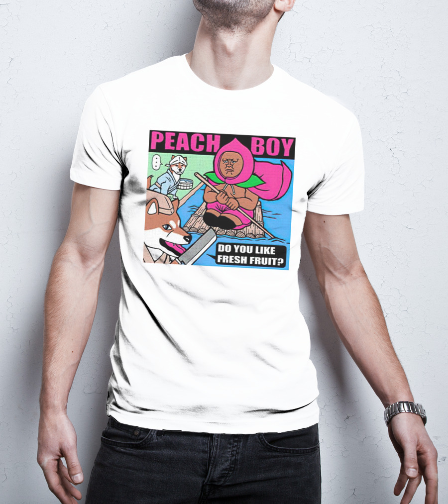 Peach Boy Do You Like Fresh Fruit Toru Owashi Manga-Style Adventure Rafting With Dog And Monkey T-Shirt