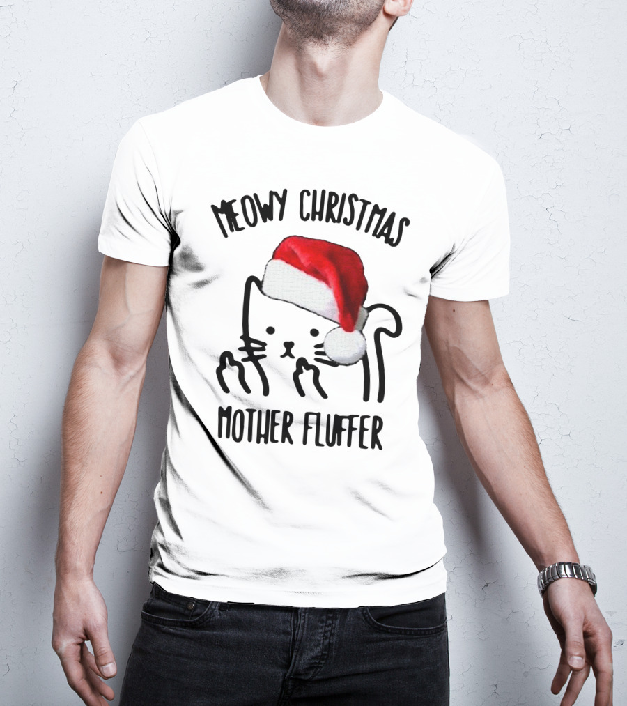 Meowy Christmas Santa Cat Mother Fluffer T-Shirt
