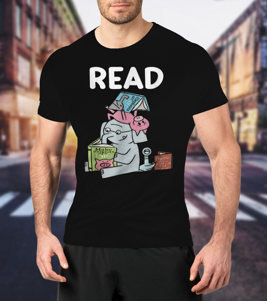 READ Make Friends Pigs Piggie Elephant Pigeons Trix Willems T-Shirt