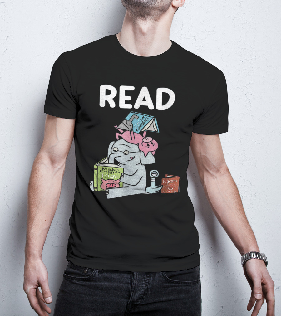 READ Make Friends Pigs Piggie Elephant Pigeons Trix Willems T-Shirt