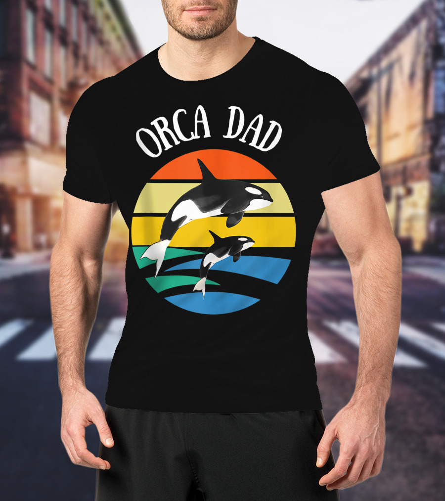 Orca Dad Vintage Sunset 80s T-Shirt