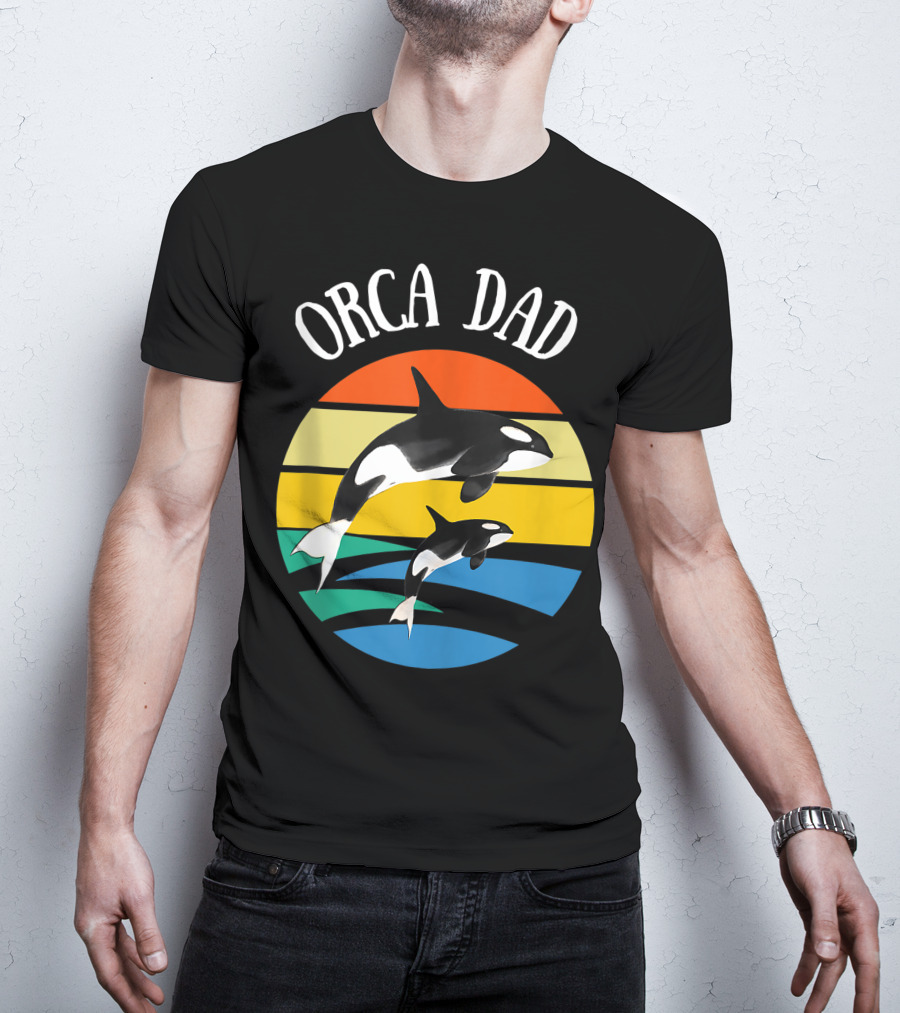 Orca Dad Vintage Sunset 80s T-Shirt
