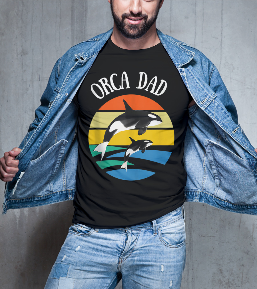 Orca Dad Vintage Sunset 80s T-Shirt