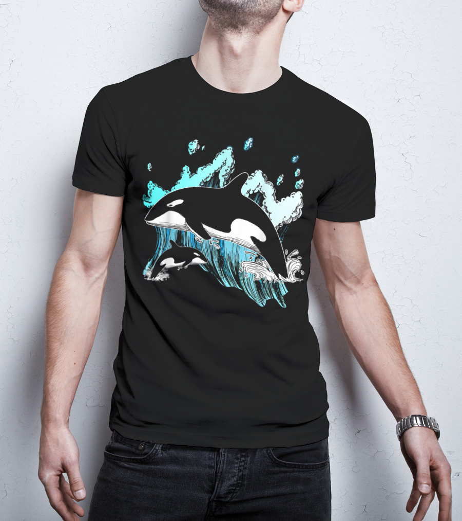 Killer Whale Ocean Lover Orca Splashing Waves Men's Gift Idea T-Shirt