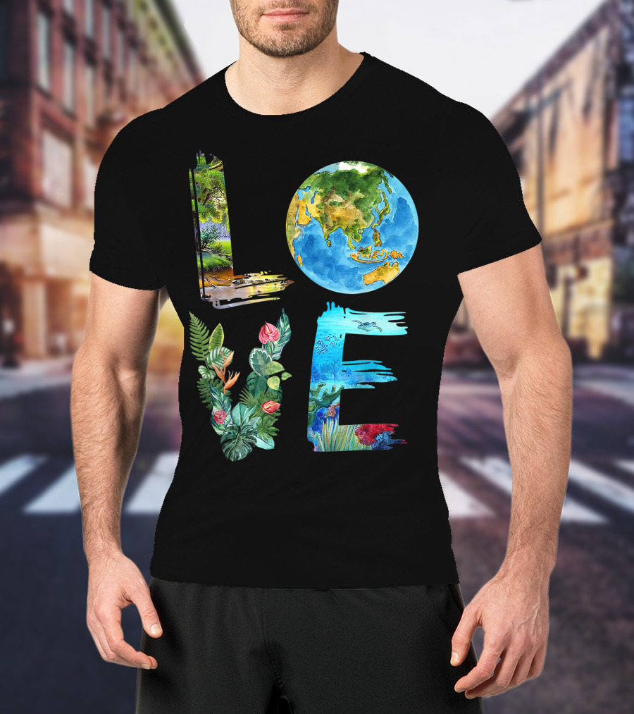 Love The Earth Kids Teacher Earth Day Everyday Environment Nature-Inspired Earth Elements T-Shirt