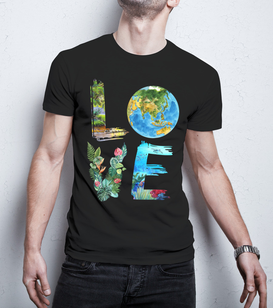 Love The Earth Kids Teacher Earth Day Everyday Environment Nature-Inspired Earth Elements T-Shirt