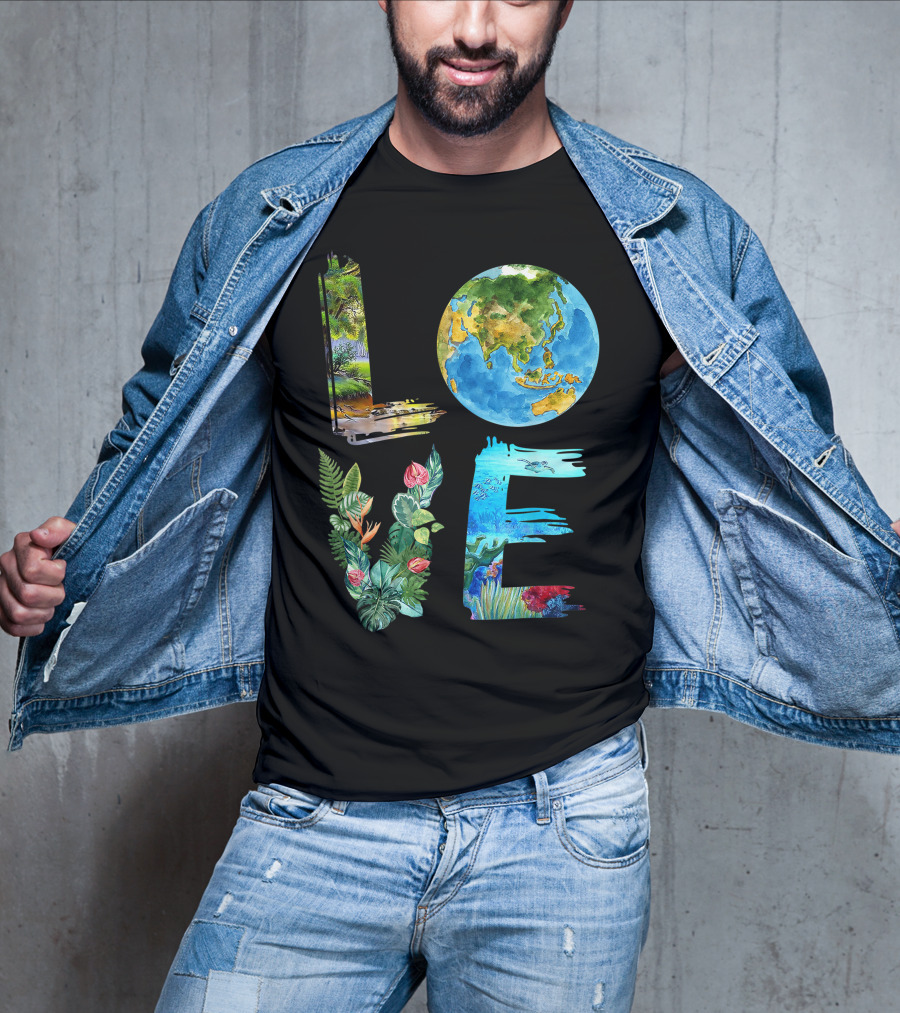 Love The Earth Kids Teacher Earth Day Everyday Environment Nature-Inspired Earth Elements T-Shirt