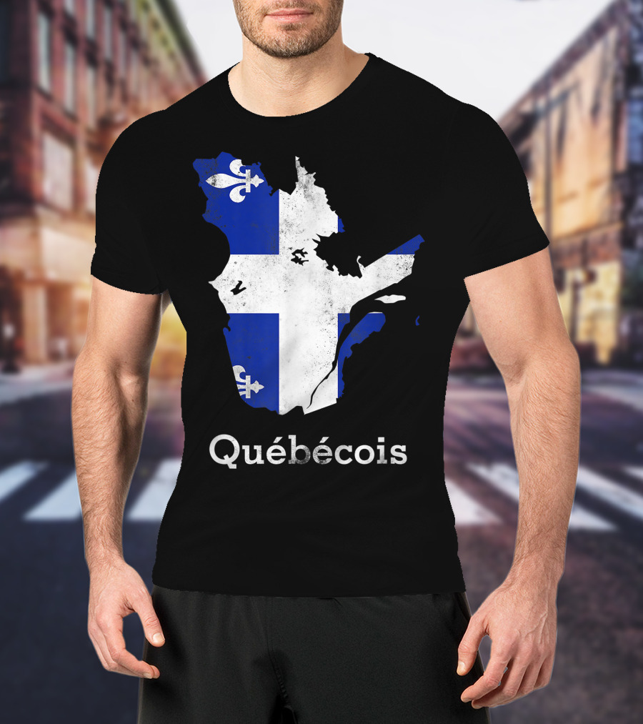 Québecois Province Map Fleur-de-Lis Montreal Quebec Flag T-Shirt