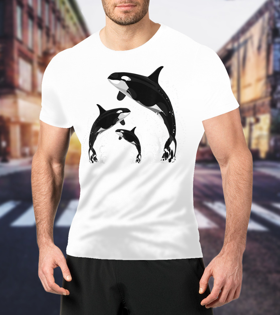 Killer Whale Jumping Orca Splash Trio T-Shirt