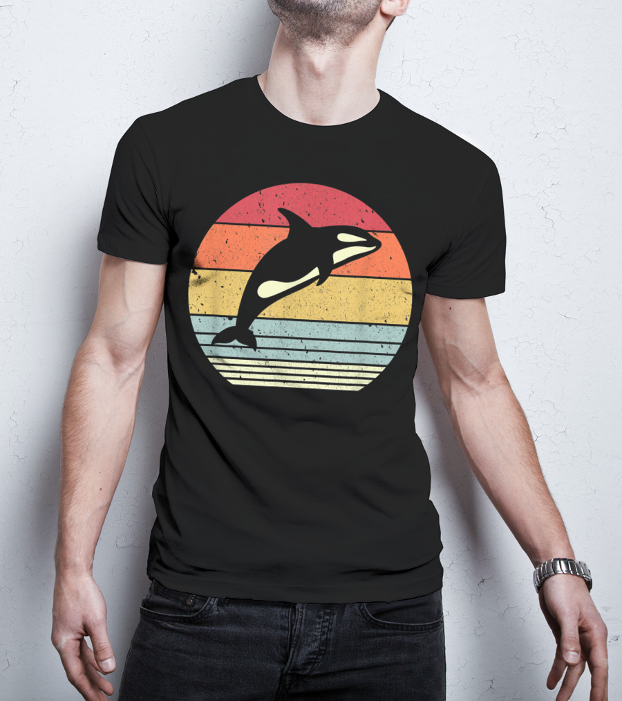 Orca Retro Sunset Style Ocean Stripes T-Shirt