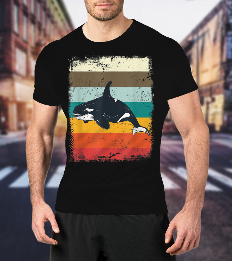 Retro Orca Vintage Stripes T-Shirt