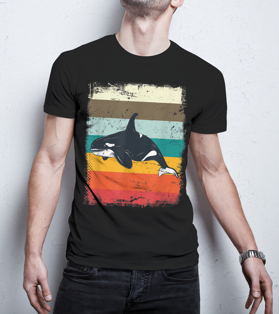 Retro Orca Vintage Stripes T-Shirt